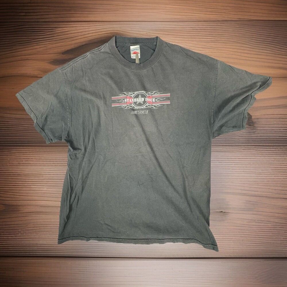 Vintage Y2K NASCAR Standard‎ Issue Flame Tee XL Made in USA Grunge Distressed